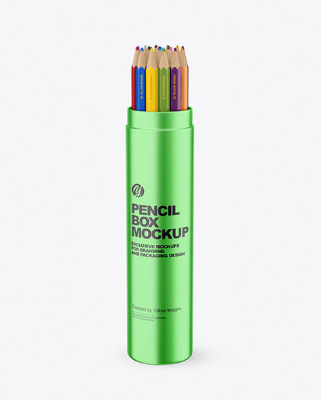 Metallized Tube w/ Pencils Set Mockup