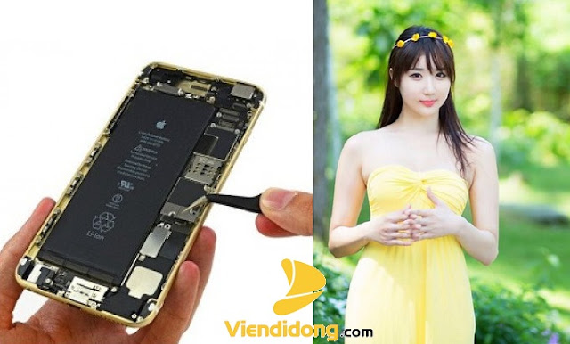 Một bên đang thay pin iPhone 6 còn lại là gái xinh Hàn