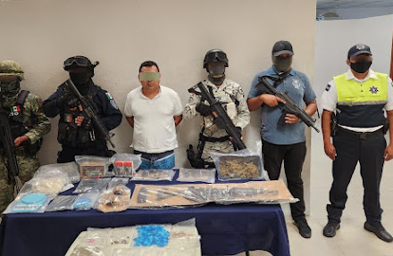 Detenido con drogas, armas de fuego y granadas en Playa del Carmen