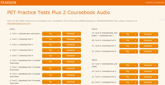 Cambridge PET Practice Tests Plus 2 Coursebook Audio 