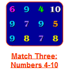 Match Three - Number 4 to 10