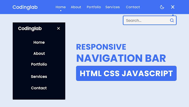 Navigation Bar with Dark and Light Mode in HTML CSS JS