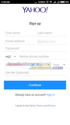 Cara Membuat Email Yahoo Baru Melalui HP