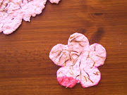 Then we cut out a simple flower shape from our homemade seed paper. (home made seed paper valentine cards )