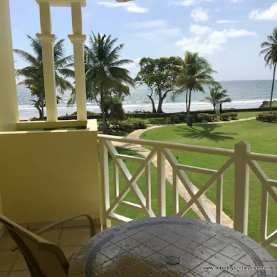 guest room balcony at Magdalena Grand Beach Resort in Scarborough, Tobago