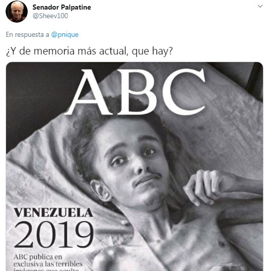 Senador Palpatine: y de memoria más actual, qué hay? Hambre, Venezuela, comunismo