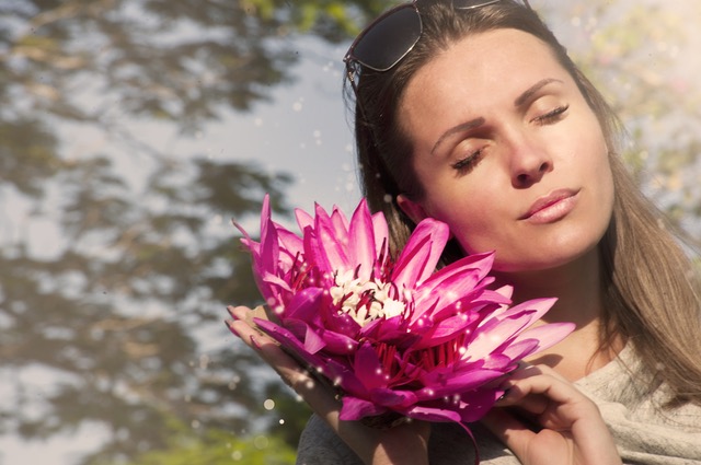 lady holding a flower