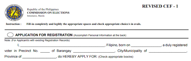 COMELEC Voters Application for Registration Philippines