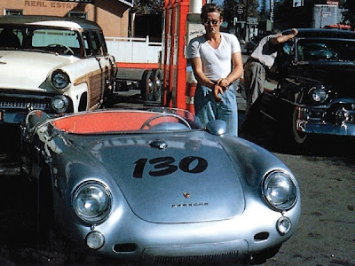 James Dean and his Porsche 550 Spyder