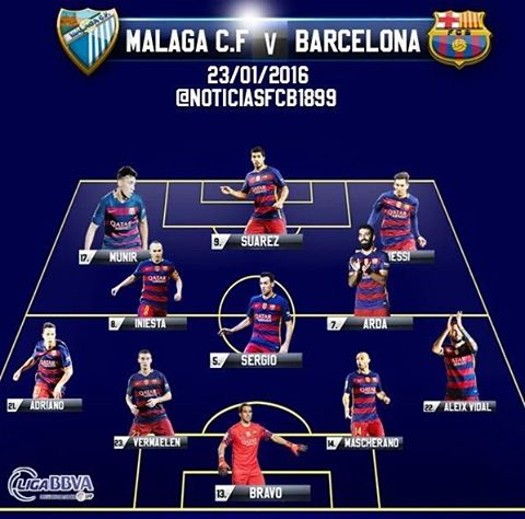 Barça starting 11 vs Malaga