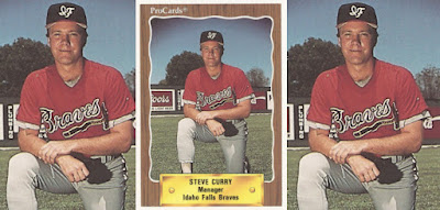 Steve Curry 1990 Idaho Falls Braves card, Curry posed on knee