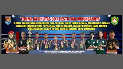 Lima Atlit Tinju Pertina Kabupaten Cilacap Raih Juara Umum Mendapatkan 5 Medali Dalam Kejuaraan Tinju POPDA di Semarang