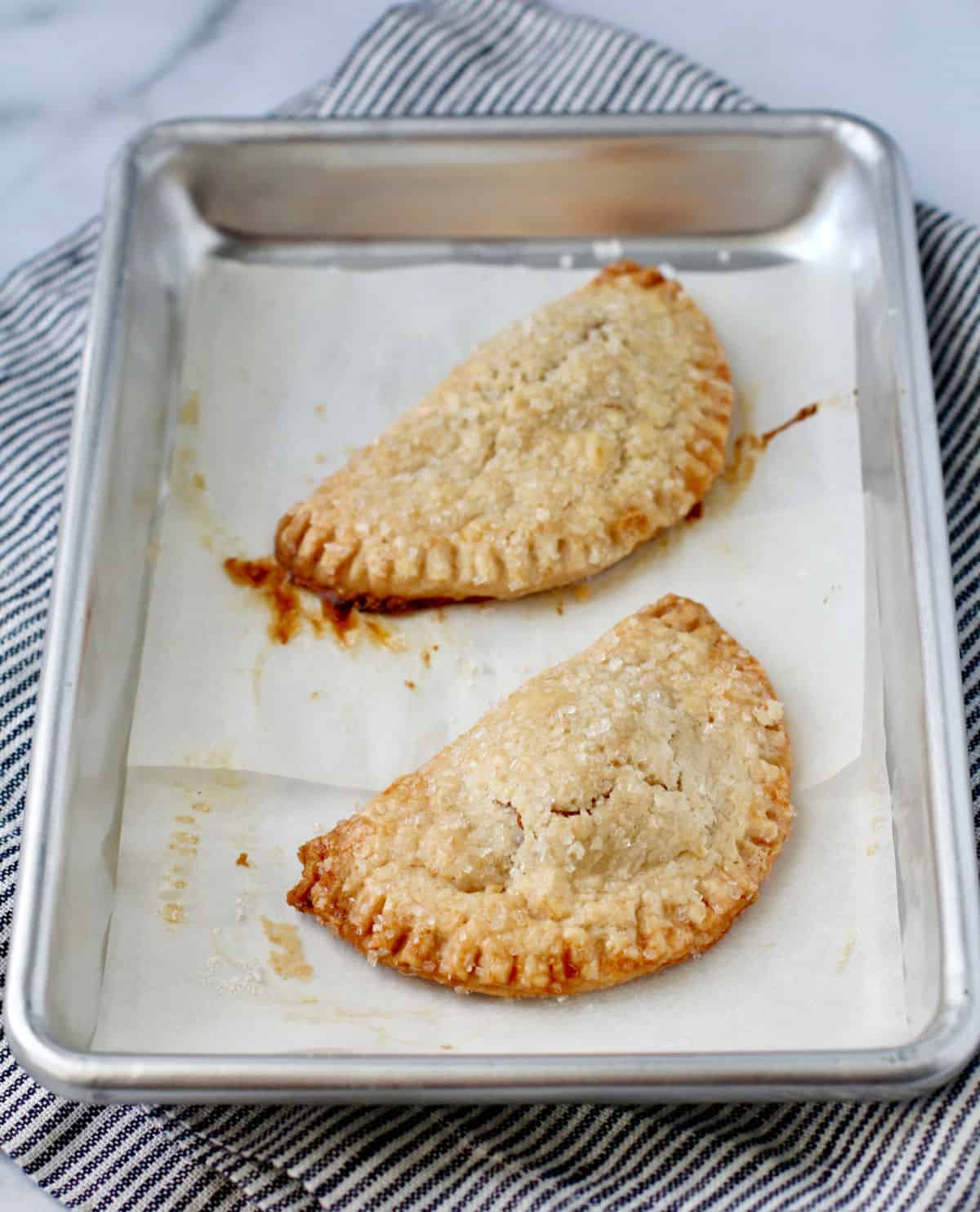 Dulce de Leche Dumpling Cookies on a small pan.