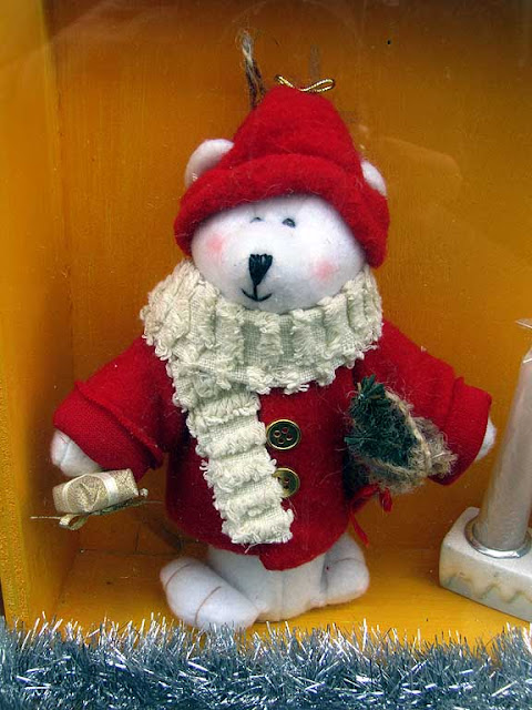 Santa bear, shop window, via Goldoni, Livorno