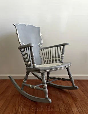 Antique rocking chair painted in Paris Grey and Old White