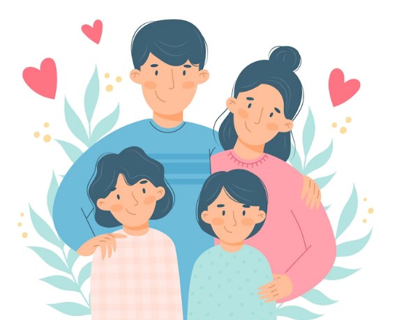 Gambar Keluarga 4 Orang Kartun