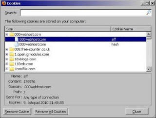 Firefox cookie window