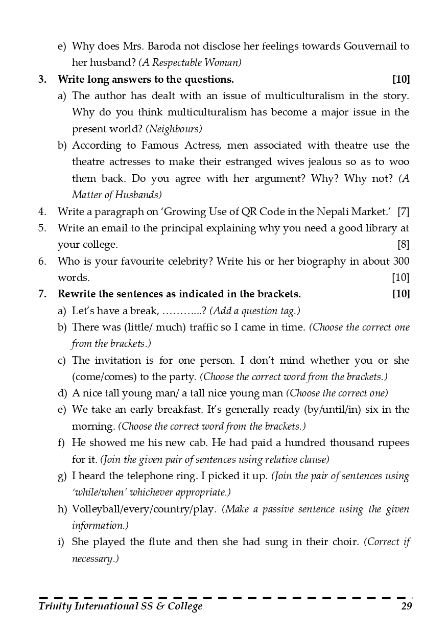 NEB-Class 12 English Model Question paper 2080 [PDF]