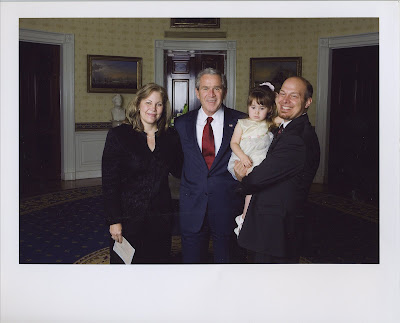 Maria, Jeff, and Elisha Lancaster with President George W. Bush