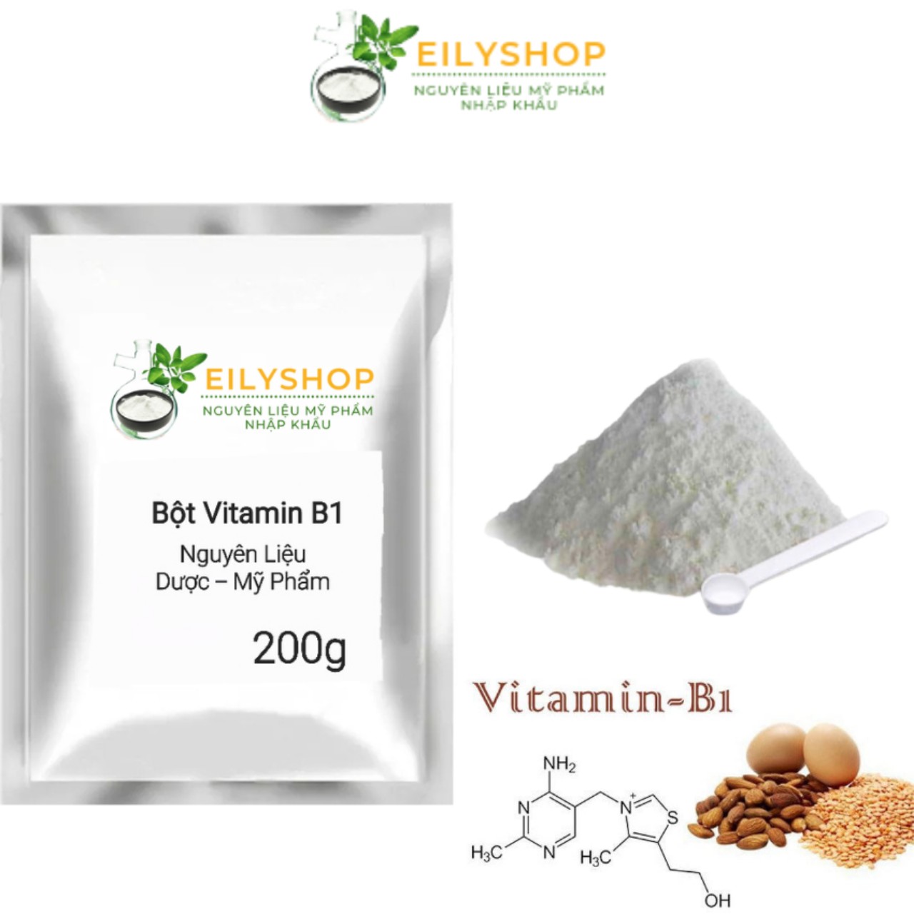 Bột Vitamine B1 (Thiamin) siêu mịn làm đẹp, Nguyên liệu Dược - Mỹ Phẩm - nguyên liệu mỹ phẩm Nhập Khẩu