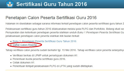 Cara Mengecek Daftar Calon Peserta Sertifikasi Guru 2016