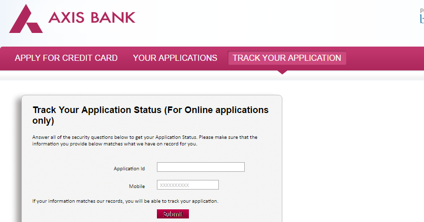 Axis Bank Credit card status Track Axis Bank Credit Card Application Credit-Card-Status.com