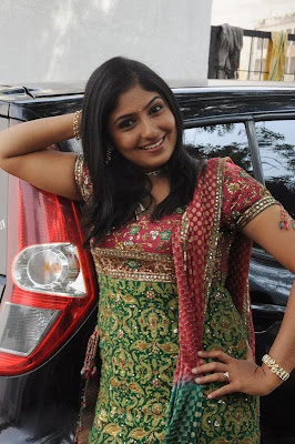 Actress Monika Cute in Green Chudithar Photos