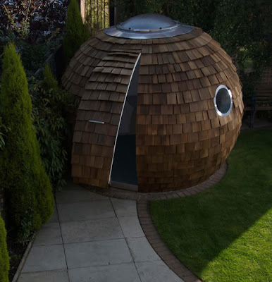 Spherical Design in Rustic Western Red Cedar Wood Shingles