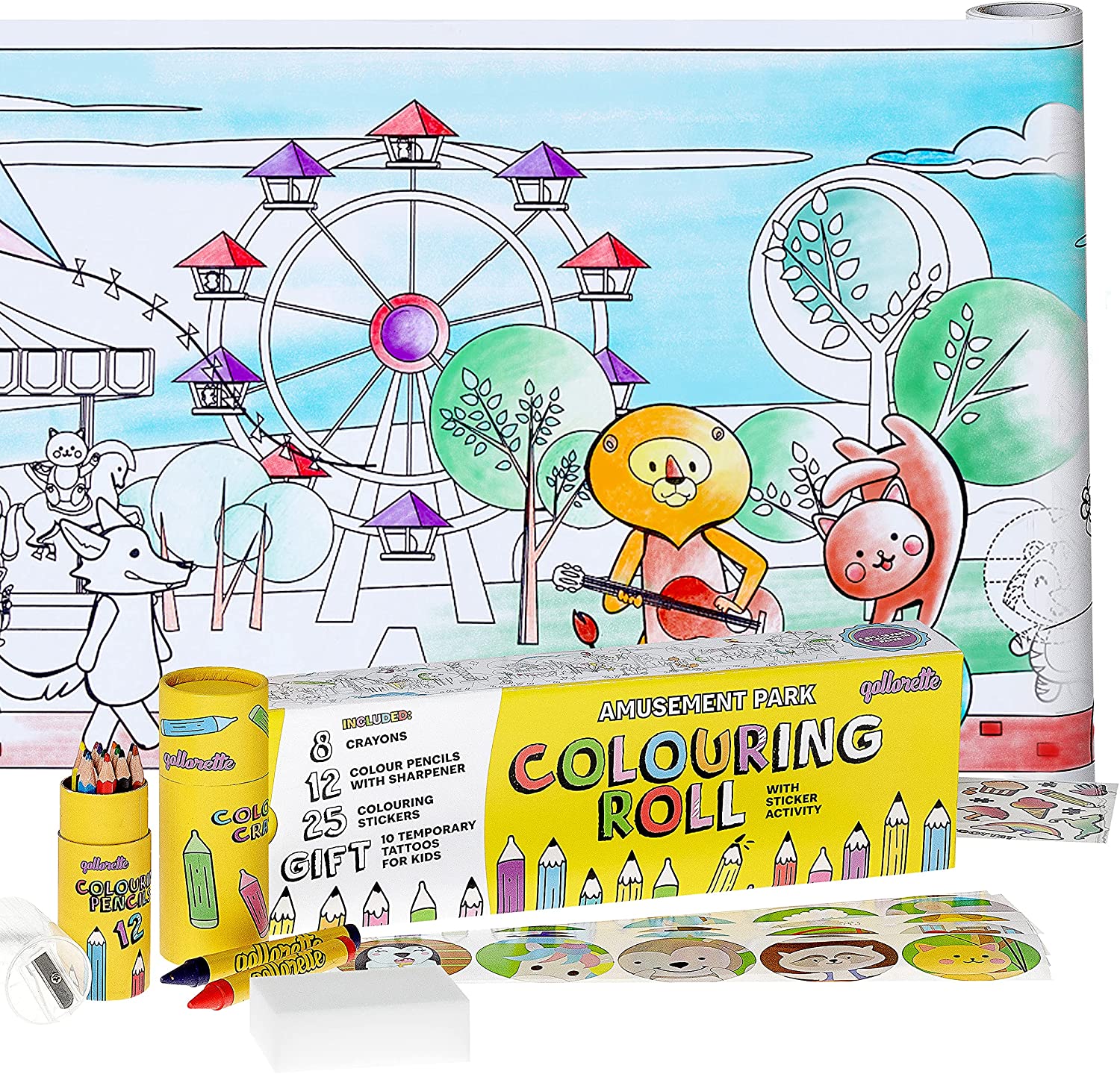 Missy's Product Reviews : Qollorette Amusement Park Colouring Roll with  Sticker Activity & Retro Car & Gas Station 3D Wooden Puzzle Easter Gift  Guide 2022