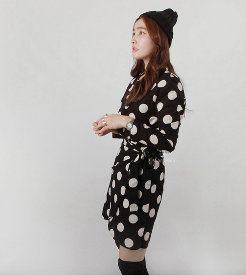 Dotted Long Sleeve Dress