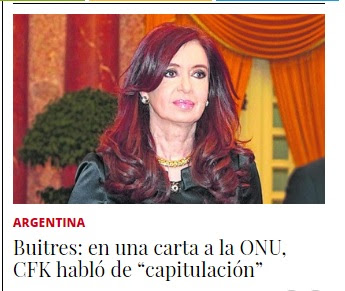 Buitres: en una carta a la ONU, CFK habló de “capitulación”