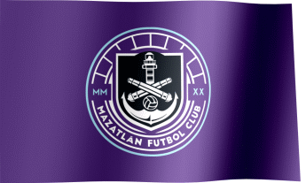 The waving fan flag of Mazatlán F.C. with the logo (Animated GIF)