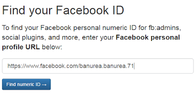 Masukkan alamat fb dan klik find numeric id