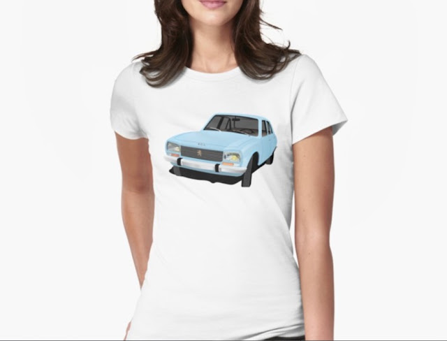 Classic Peugeot 504 t-shirt light blue