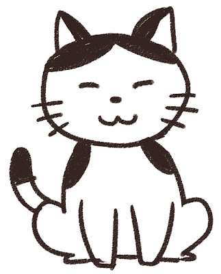 猫のイラスト（動物） 白黒線画