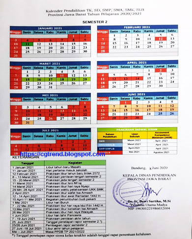  KALENDER  PENDIDIKAN TAHUN PELAJARAN 2021 DAN 2021 PROVINSI 