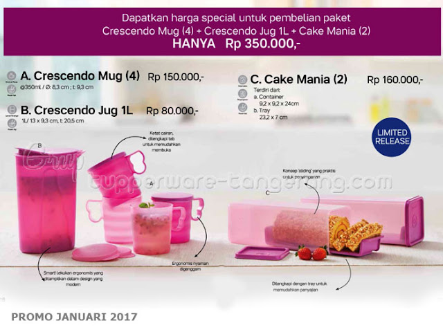 Paket Crescendo Mug Jug Cake Mania Promo Tupperware Januari 2017