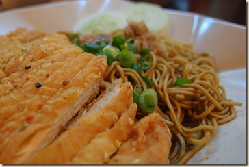 Chicken Chop on Noodles