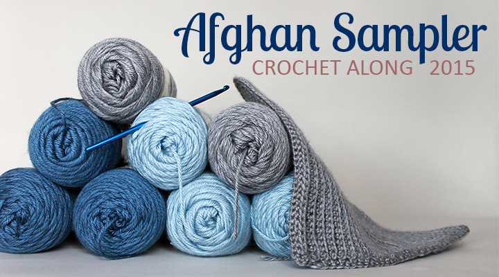 Crochet along to make a contemporary afghan sampler over the course of one year -- have a finished blanket in time for Christmas giving.