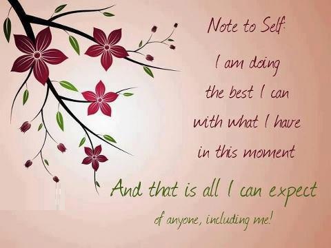 
NOTE TO SELF: I am doing the best i can with what i have in the moment and that is all i can expect of anyone, including me !