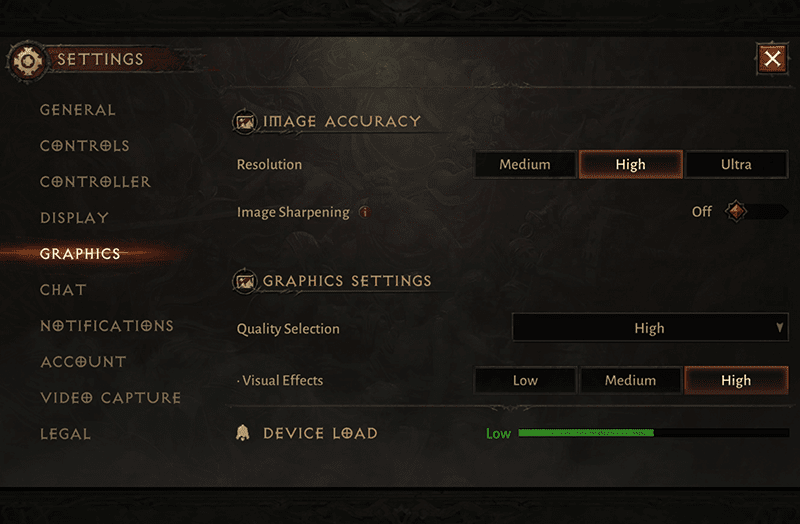 Diablo Immortal graphics settings