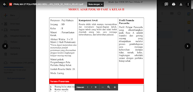 Modul Ajar PJOK Kelas 2 SD Kurikulum Merdeka: Pengembangan Pola Perilaku Hidup Sehat