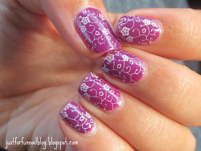 Essence - 132 Break Through with delicate flower stamping from plate m72 from BeautyCare