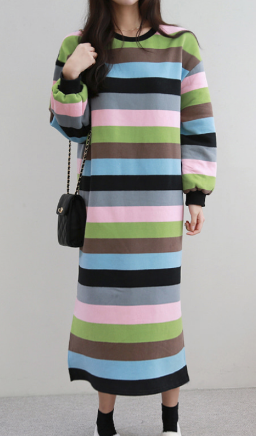 Color-Blocked Striped Dress