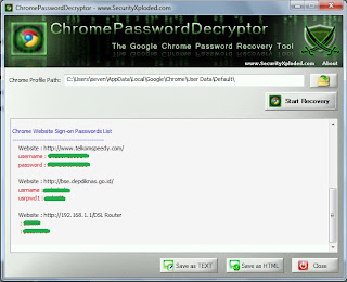 Recovery Password di Google Chrome