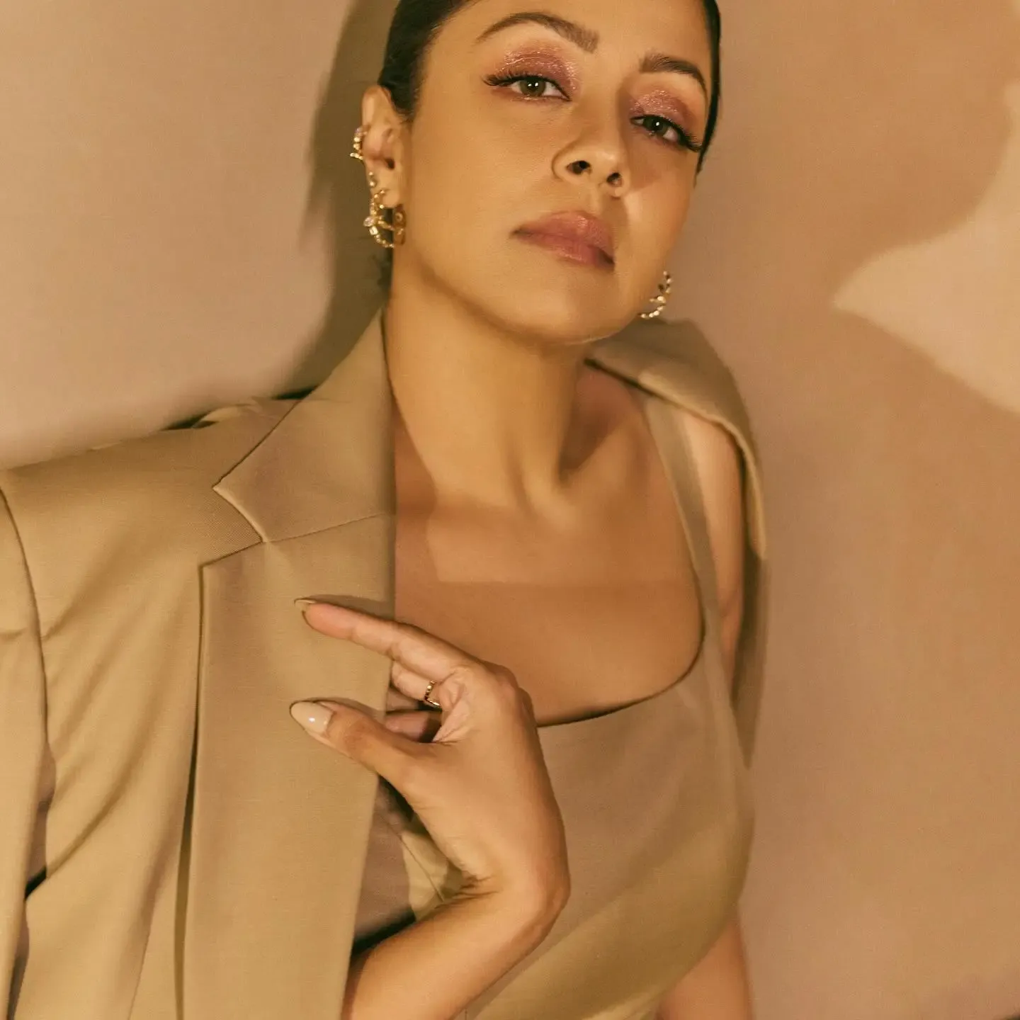 Modern fashion shoot of Jyothika showcasing elegance and style