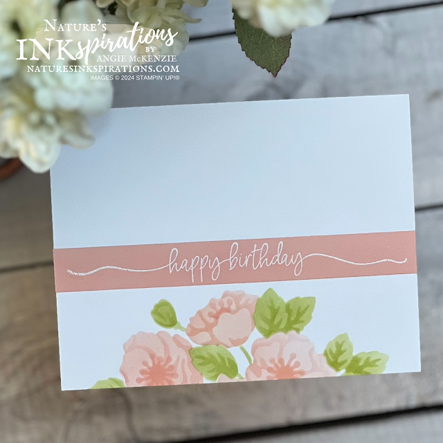 Stampin' Up! Enduring Beauty stencil card with Sweetly Scripted embossed sentiment | Nature's INKspirations by Angie McKenzie