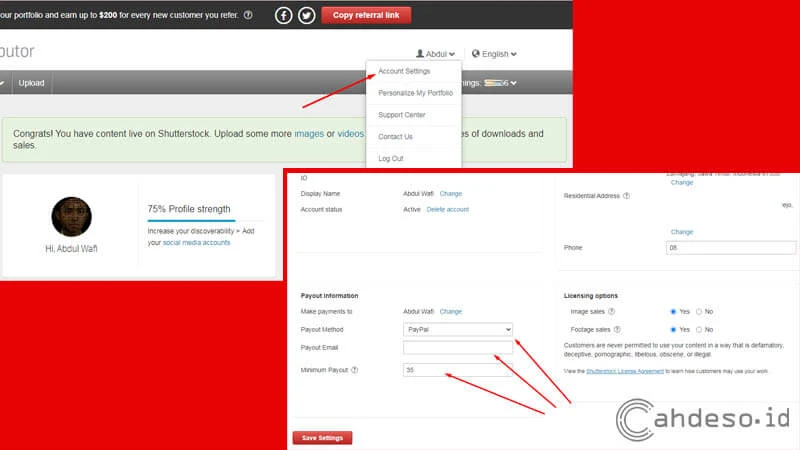 Mengatur Metode Pembayaran di Akun Shutterstock