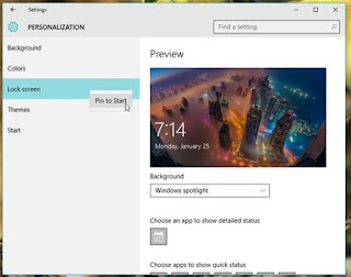 Cara Pin Submenu Settings pada Windows 10