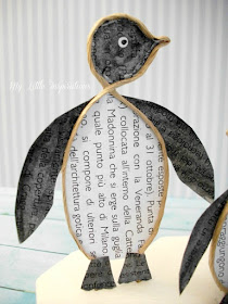 Animali polari in fil di ferro e carta - pinguino grande - My Little Inspirations